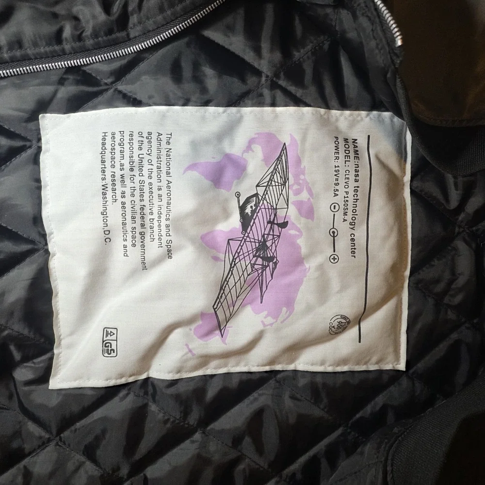 Asstseries Militare black polyester NASA Astronaut full zip jacket adults Lrg F1